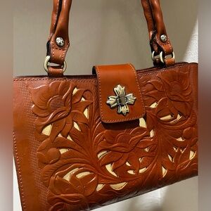 Patricia Nash Rosina Cut Out Tooled Leather Satchel